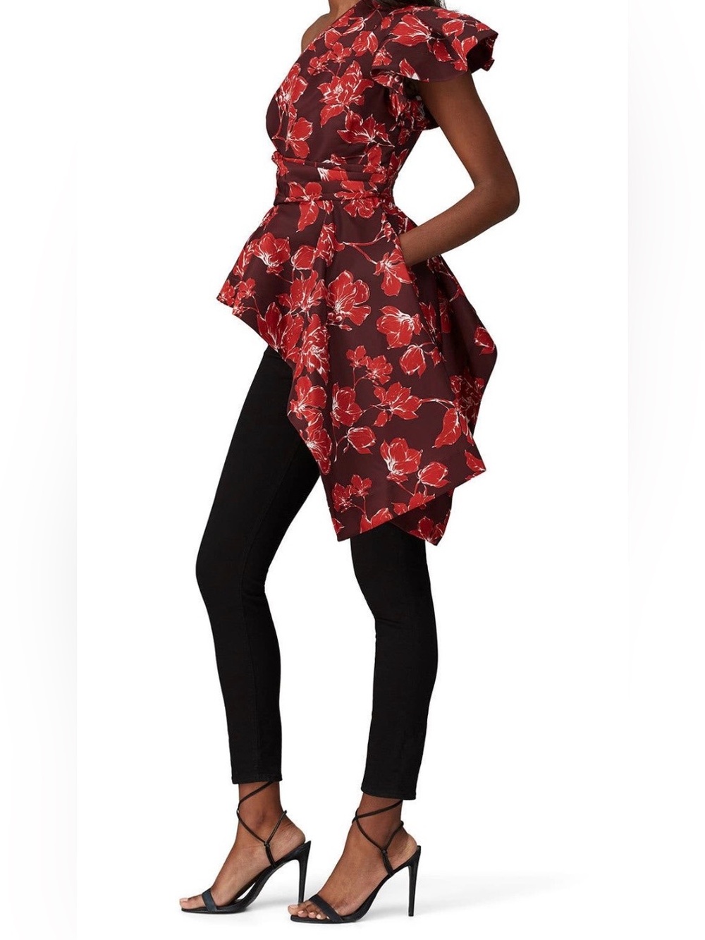 AMUR Burgundy Floral Liberty Top